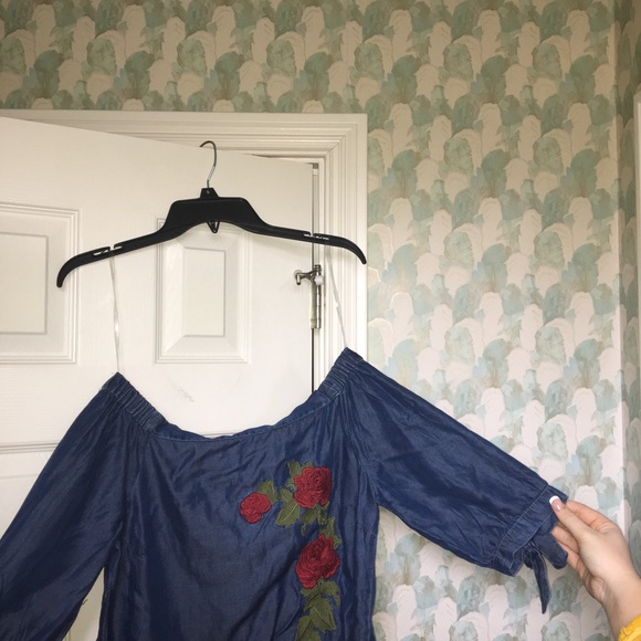 Strapless chambray top from Francesca’s. - Picture 3 of 3